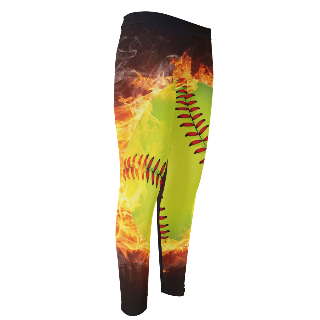 Fireball Softball Print Men's Compression Pants