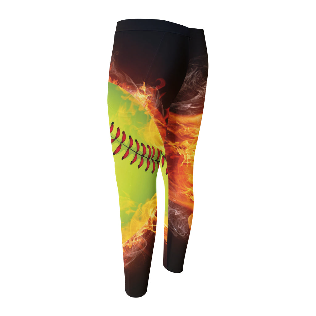 Fireball Softball Print Men's Compression Pants