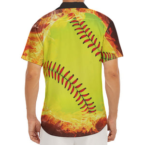 Fireball Softball Print Men's Deep V-Neck Shirt