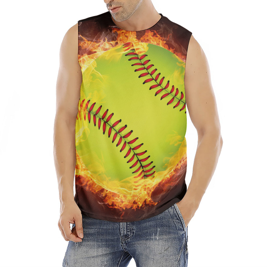 Fireball Softball Print Men's Fitness Tank Top