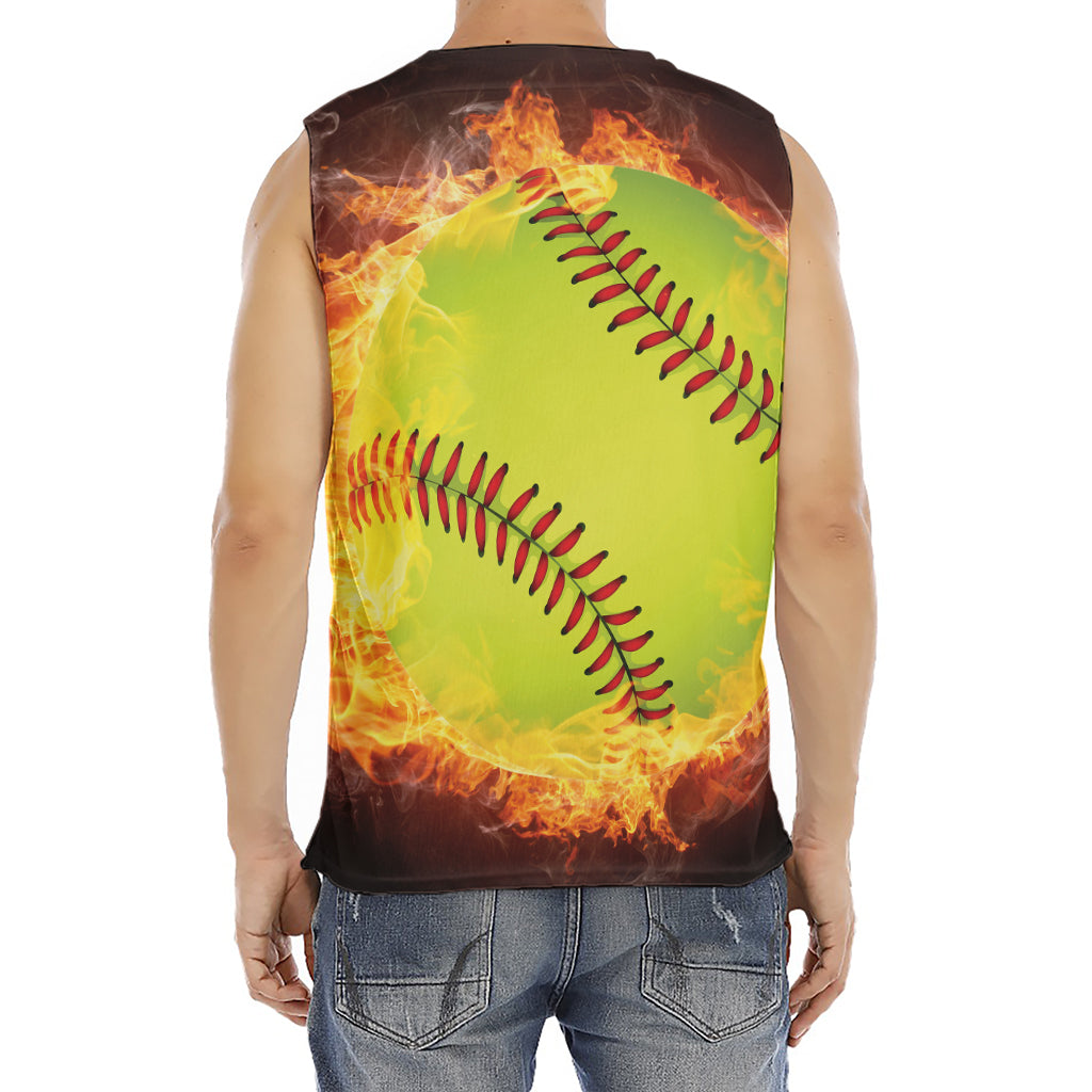 Fireball Softball Print Men's Fitness Tank Top