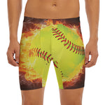 Fireball Softball Print Men's Long Boxer Briefs