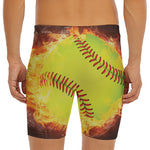 Fireball Softball Print Men's Long Boxer Briefs