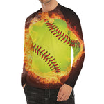 Fireball Softball Print Men's Long Sleeve Rash Guard