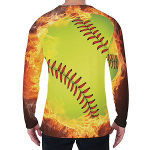 Fireball Softball Print Men's Long Sleeve T-Shirt