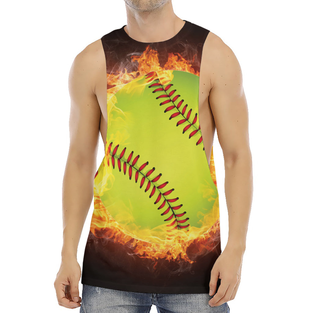 Fireball Softball Print Men's Muscle Tank Top