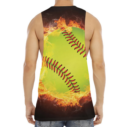 Fireball Softball Print Men's Muscle Tank Top