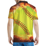 Fireball Softball Print Men's Polo Shirt