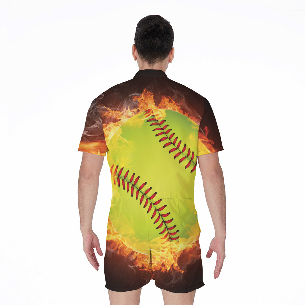 Fireball Softball Print Men's Rompers