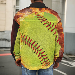 Fireball Softball Print Men's Shirt Jacket