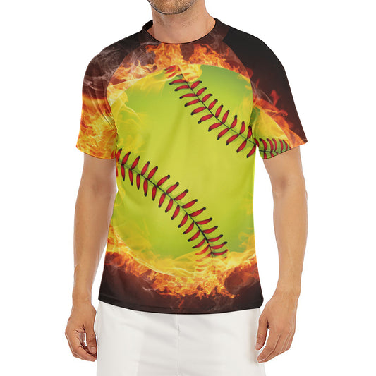 Fireball Softball Print Men's Short Sleeve Rash Guard