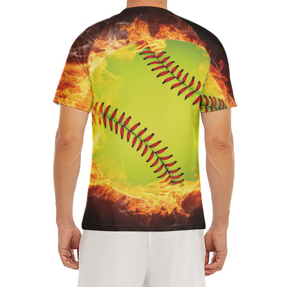 Fireball Softball Print Men's Short Sleeve Rash Guard