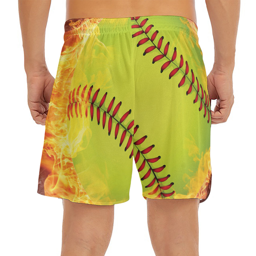 Fireball Softball Print Men's Split Running Shorts