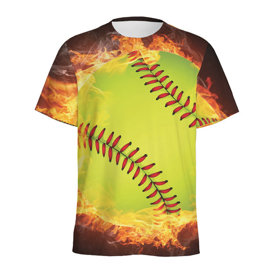 Fireball Softball Print Men's Sports T-Shirt