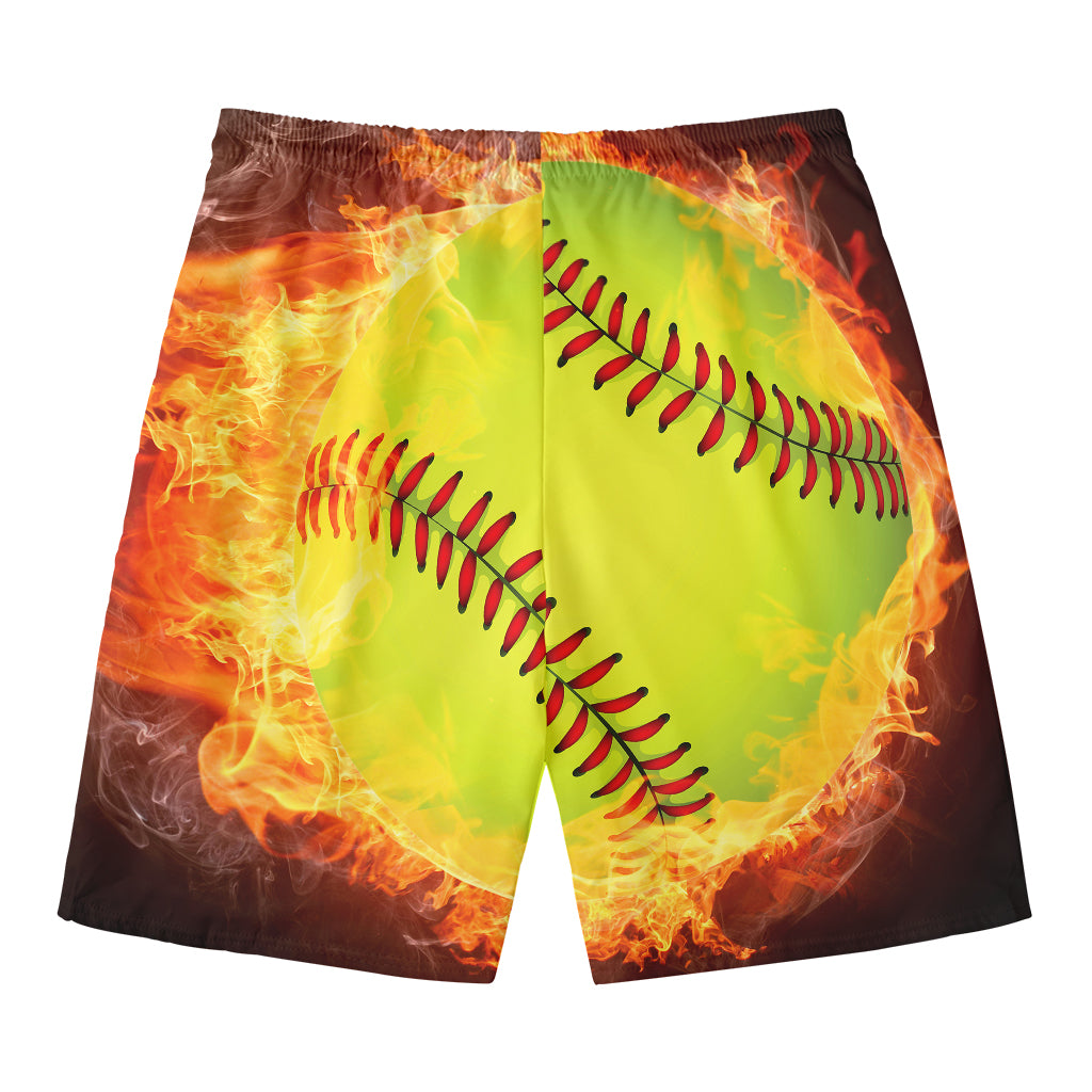 Fireball Softball Print Men's Swim Trunks