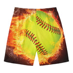 Fireball Softball Print Men's Swim Trunks