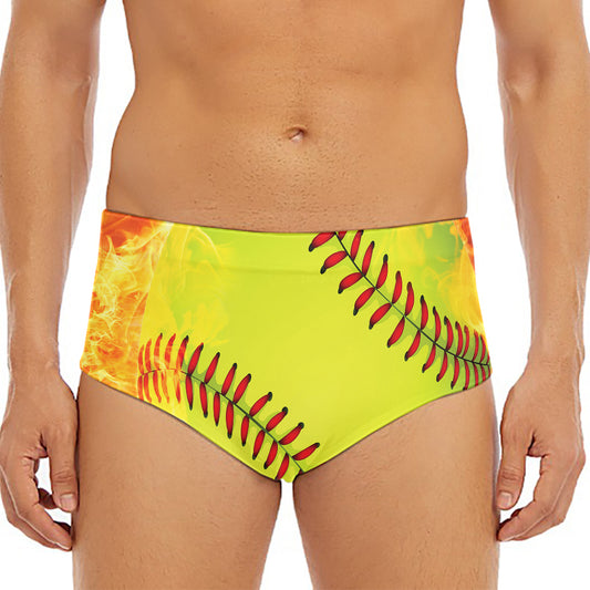 Fireball Softball Print Men's Triangle Swim Briefs