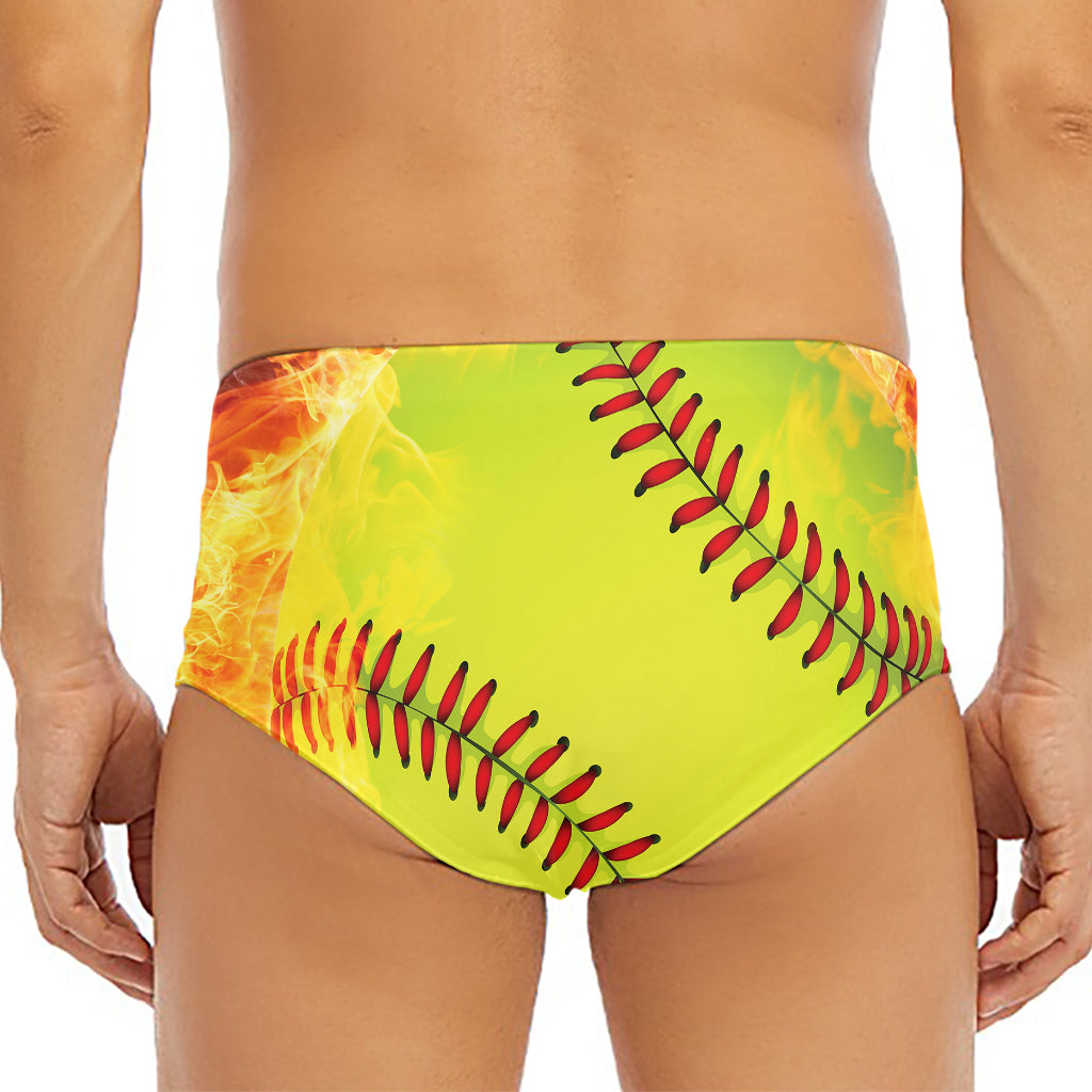 Fireball Softball Print Men's Triangle Swim Briefs