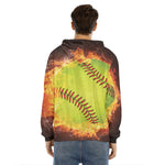 Fireball Softball Print Men's Velvet Pullover Hoodie