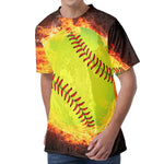 Fireball Softball Print Men's Velvet T-Shirt