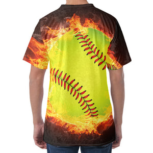 Fireball Softball Print Men's Velvet T-Shirt