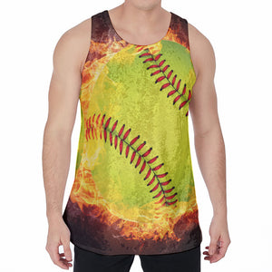 Fireball Softball Print Men's Velvet Tank Top