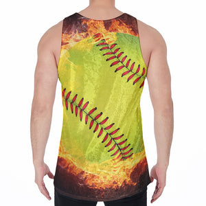 Fireball Softball Print Men's Velvet Tank Top