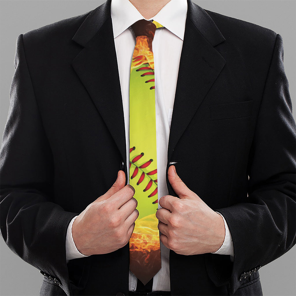 Fireball Softball Print Necktie