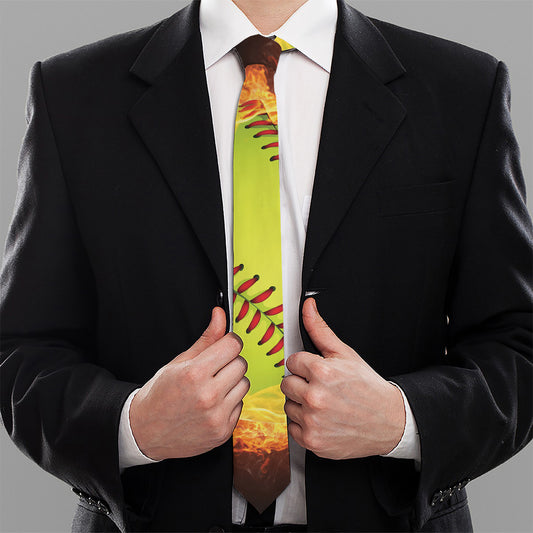 Fireball Softball Print Necktie