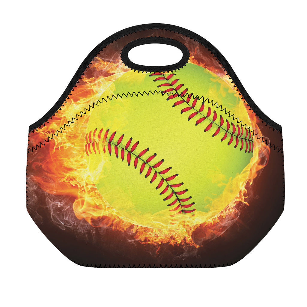 Fireball Softball Print Neoprene Lunch Bag