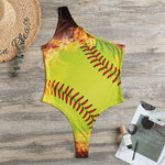 Fireball Softball Print One Shoulder Bodysuit