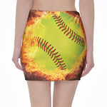 Fireball Softball Print Pencil Mini Skirt