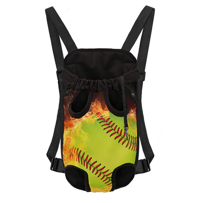 Fireball Softball Print Pet Carrier Backpack