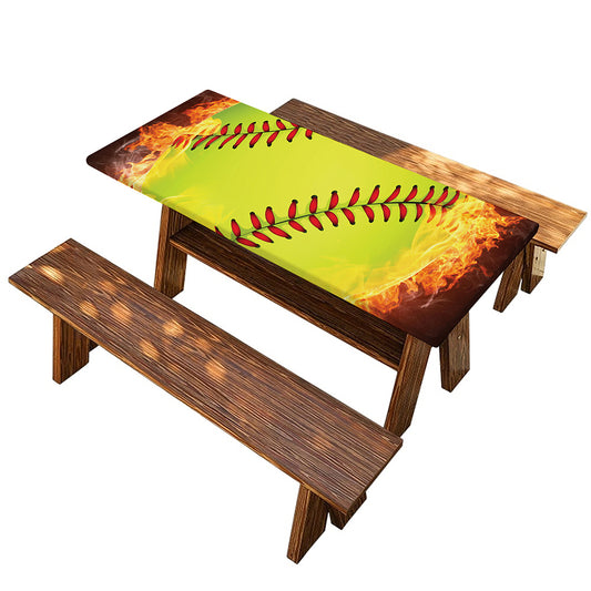 Fireball Softball Print Picnic Table Cover