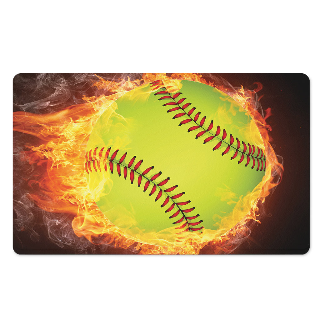 Fireball Softball Print Polyester Doormat