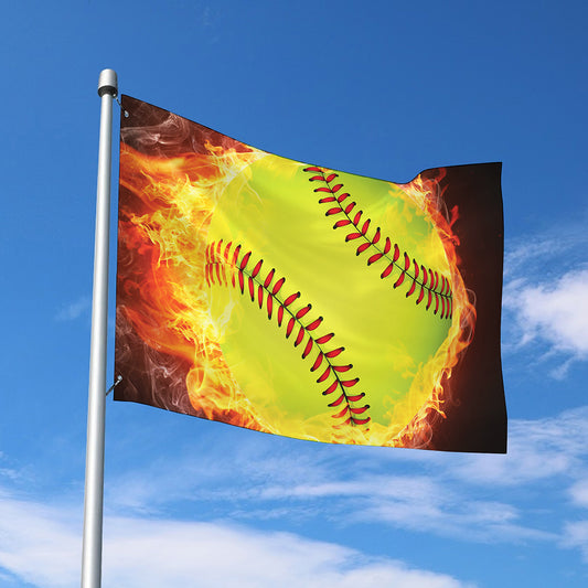 Fireball Softball Print Polyester Flag
