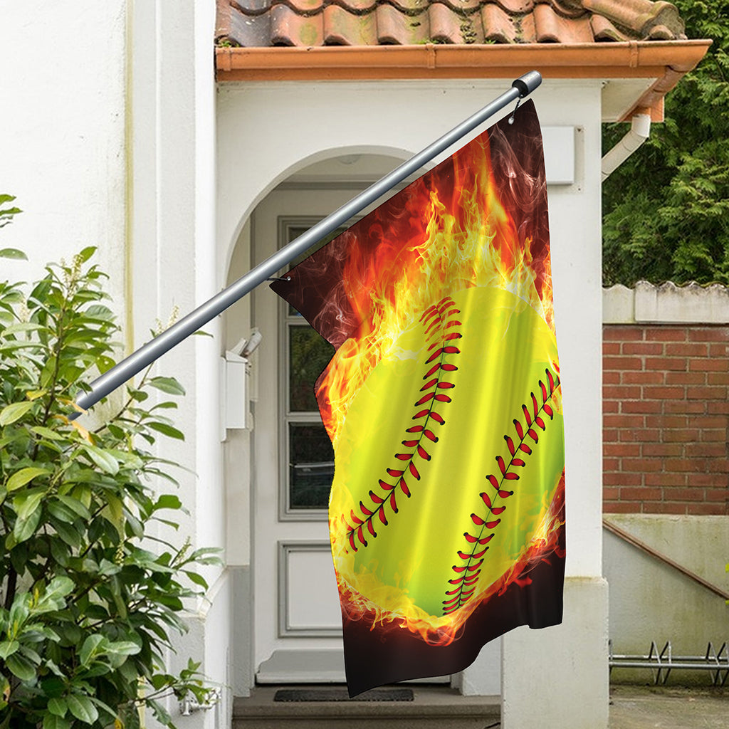 Fireball Softball Print Polyester Flag