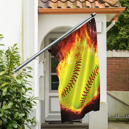 Fireball Softball Print Polyester Flag