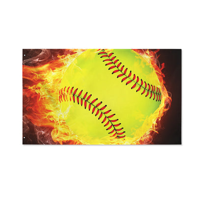 Fireball Softball Print Polyester Flag