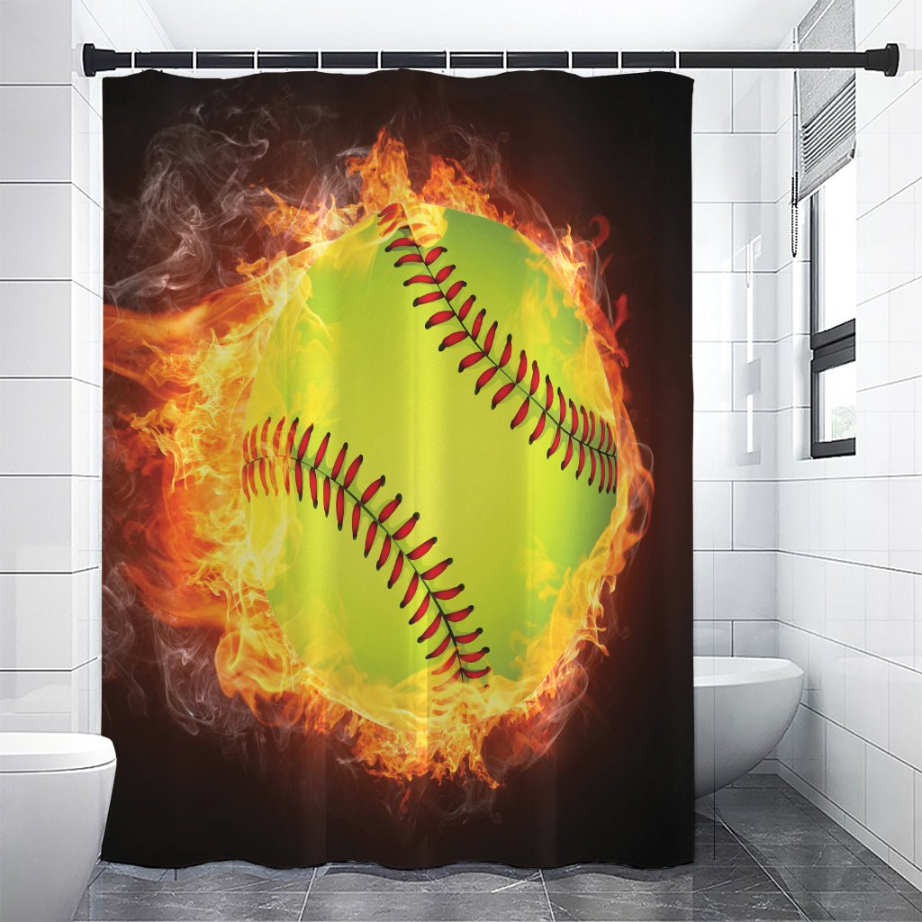 Fireball Softball Print Premium Shower Curtain