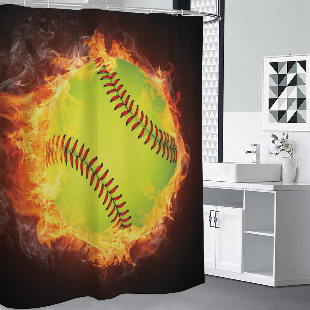 Fireball Softball Print Premium Shower Curtain