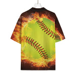 Fireball Softball Print Rayon Hawaiian Shirt