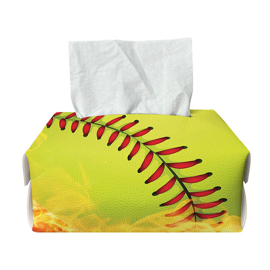 Fireball Softball Print Rectangle Tissue Box Cover