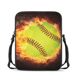 Fireball Softball Print Rectangular Crossbody Bag