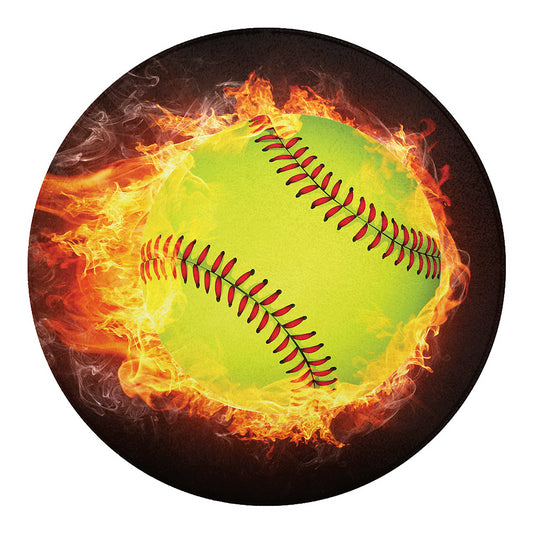 Fireball Softball Print Round Blanket