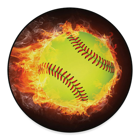 Fireball Softball Print Round Floor Mat