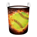 Fireball Softball Print Round Laundry Basket