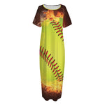 Fireball Softball Print Short Sleeve Long Nightdress