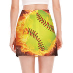 Fireball Softball Print Side Slit Mini Skirt