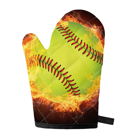 Fireball Softball Print Single Oven Mitt